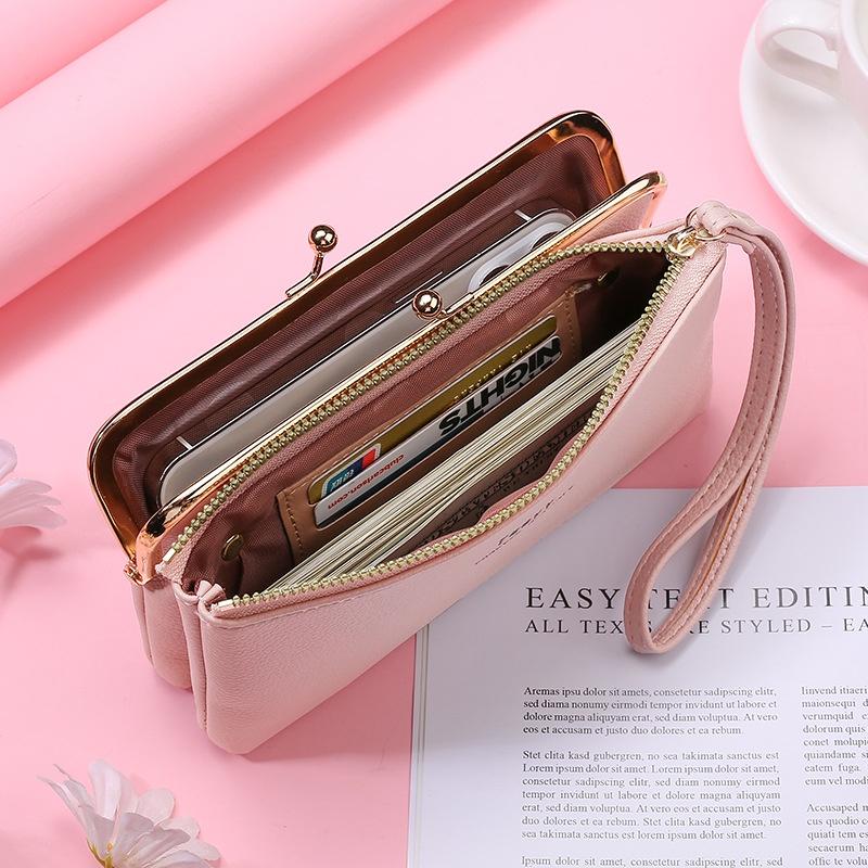 IELGY Women's Retro Coin Purse Long Fashionable Temperament Soft Leather