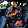 Magical Black Cat Rainbow Flowers Butterflies Fleece Blanket Glow In Dark Artistic Design Soft Plush Throw Home Decor Gift for