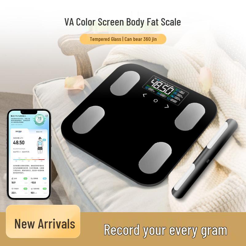 8-Electrode Body Fat Scale with VA Color Screen, High Precision, Rechargeable, Ideal for Weight Loss and Health Monitoring