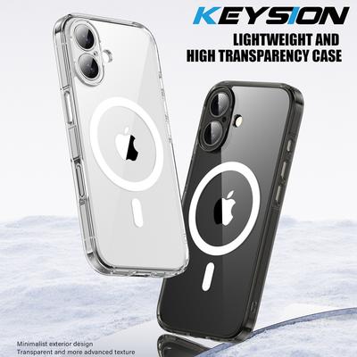 KEYSION Stoßfeste Transparente Hülle für MagSafe für iPhone 17 2025 HD Klar TPU+PC Magnetisches Kabelloses Laden Handy Rückseite