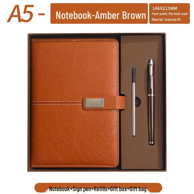 Personalized A5 Notebook Gift Set: Premium Business Diary with Logo Printing for New Year Corporate Gifting.