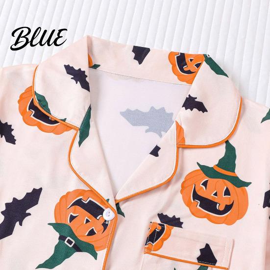 Matching Shorts Pajama Set Womens Halloween Pajamas Button Down 2 Piece Pjs Pumpkin Print Short Sleeve Sleepwear Sets