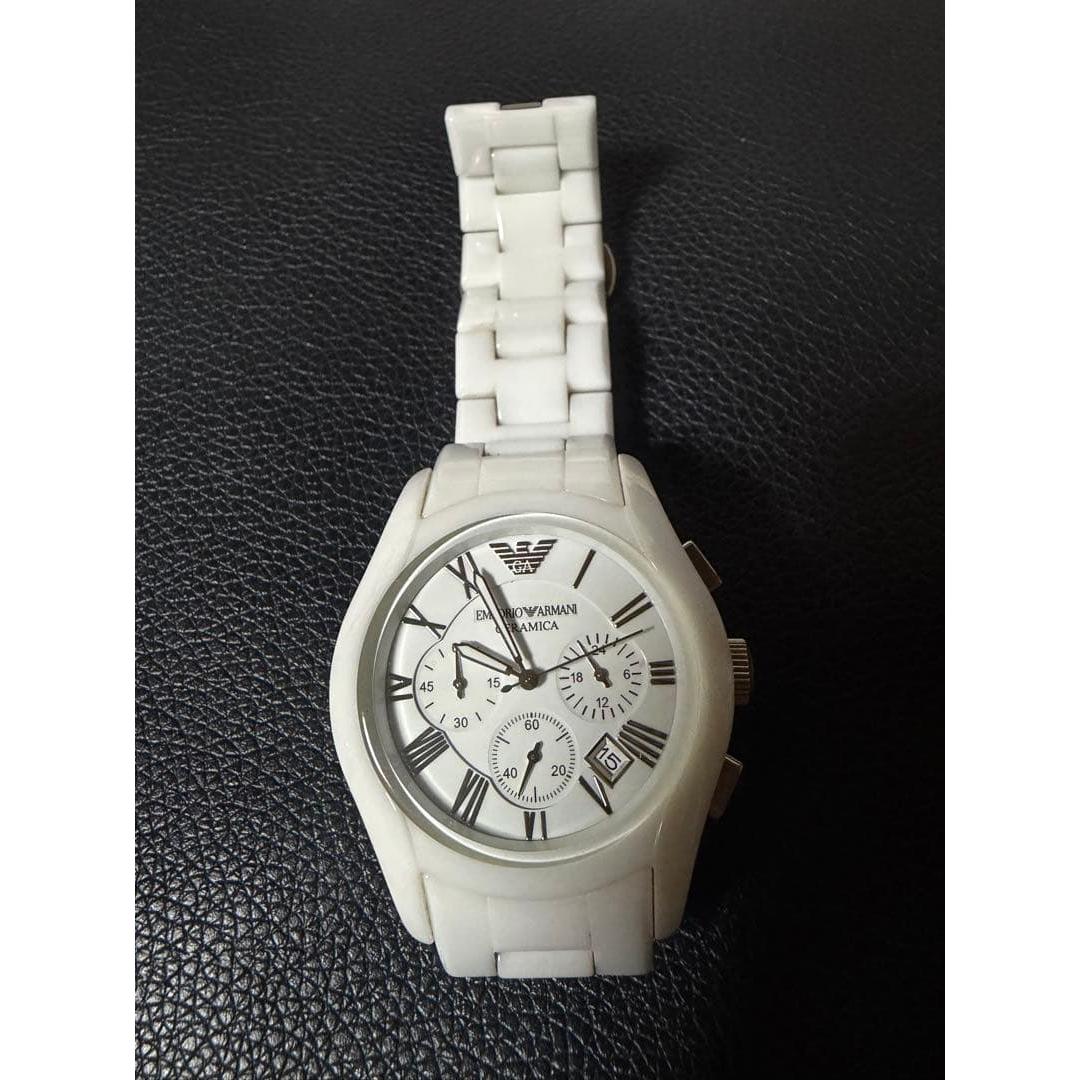 Used Good Condition Emporio Armani Watch AR-1403 Ceramic White