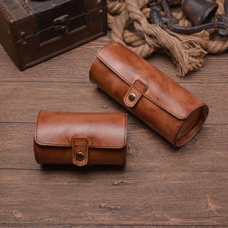 Men Watch Box Organizer Watch Pouch Bag Organizer Box Easy Carry to Travel Watch Storage Pouch Jewelry Box Cowhides