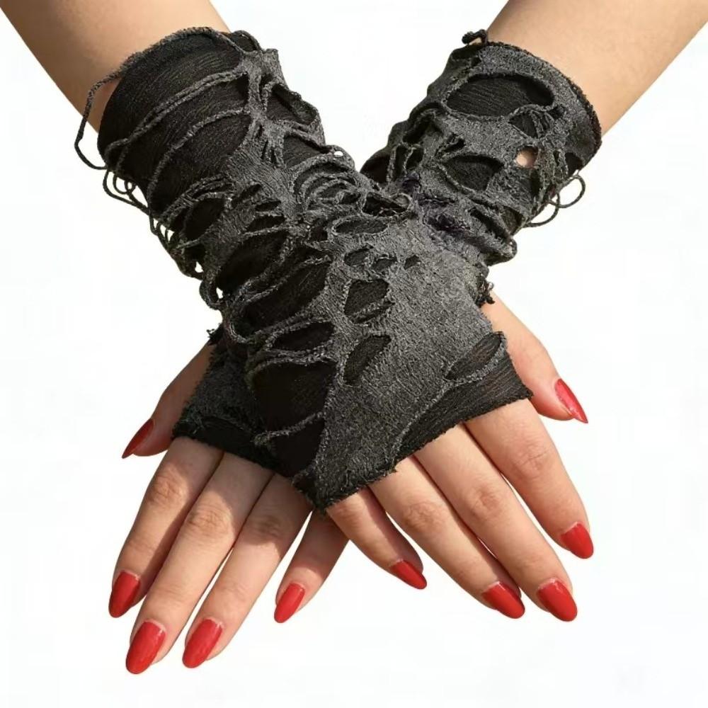 Beggar Halloween Punk Gloves Gothic Style Ripped Gloves Fashion Fingerless Gloves Party
