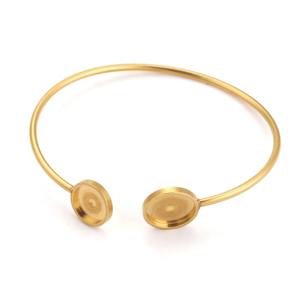 2 Stück Verstellbare Edelstahl Goldplattierte Armbänder Schmuckzubehör Passend für 12mm Cabochon Basis DIY Armband zur Schmuckherstellung