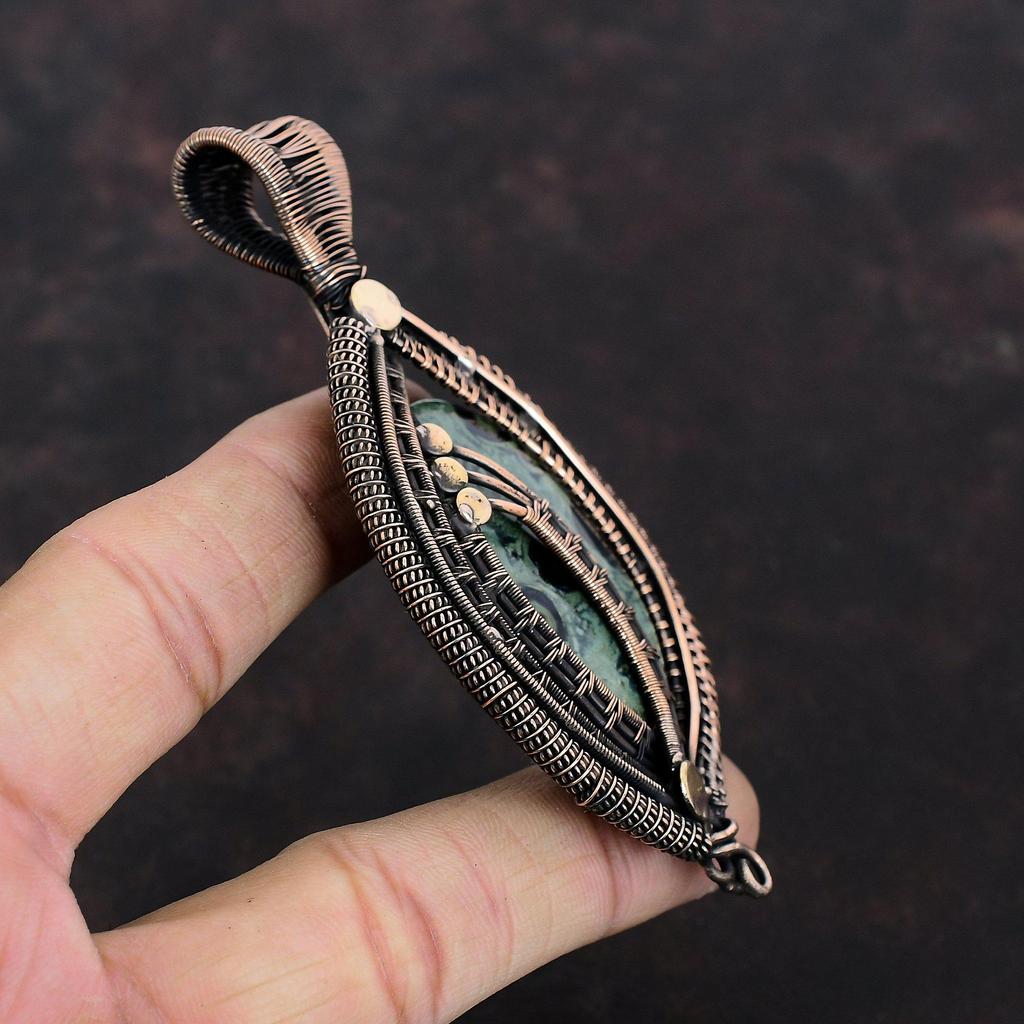 Kambaba Jasper Pendant Copper Wire Wrapped Pendant Handmade Pendant Kambaba Jasper Gemstone Jewelry Handmade Pendant For Gift Copper Jewelry