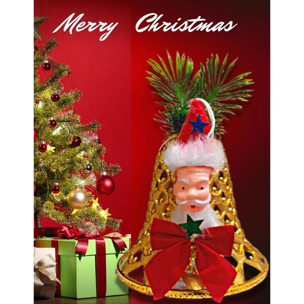 Christmas Decoration Merry Christmas Golden Bell Shaped Decorative Items for Xmas Santa Bells for Home Office Decoration