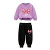 Kids Girls 2Pcs Sweatshirt Outfit Rib Trim Sweatshirt and Jogger Pants Casual Suit
