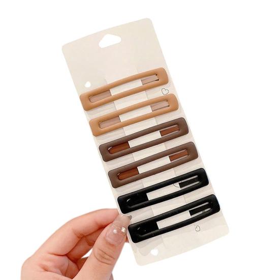 

6Pcs Girl Hairpin Matte Color Rectangular Hair Clips Stable Non-Slip BB Clip Face Slimming Versatile Hair Styling H