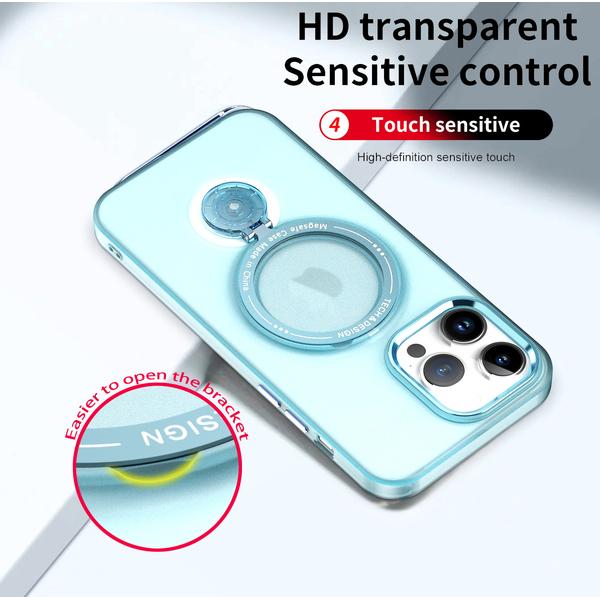 For iPhone 15 14 13 12 11 Pro Plus Max Case 360 Ring Stand Magnetic Magsafe Cover Matte Soft Clear Shell Antifall NonSlip Fundas
