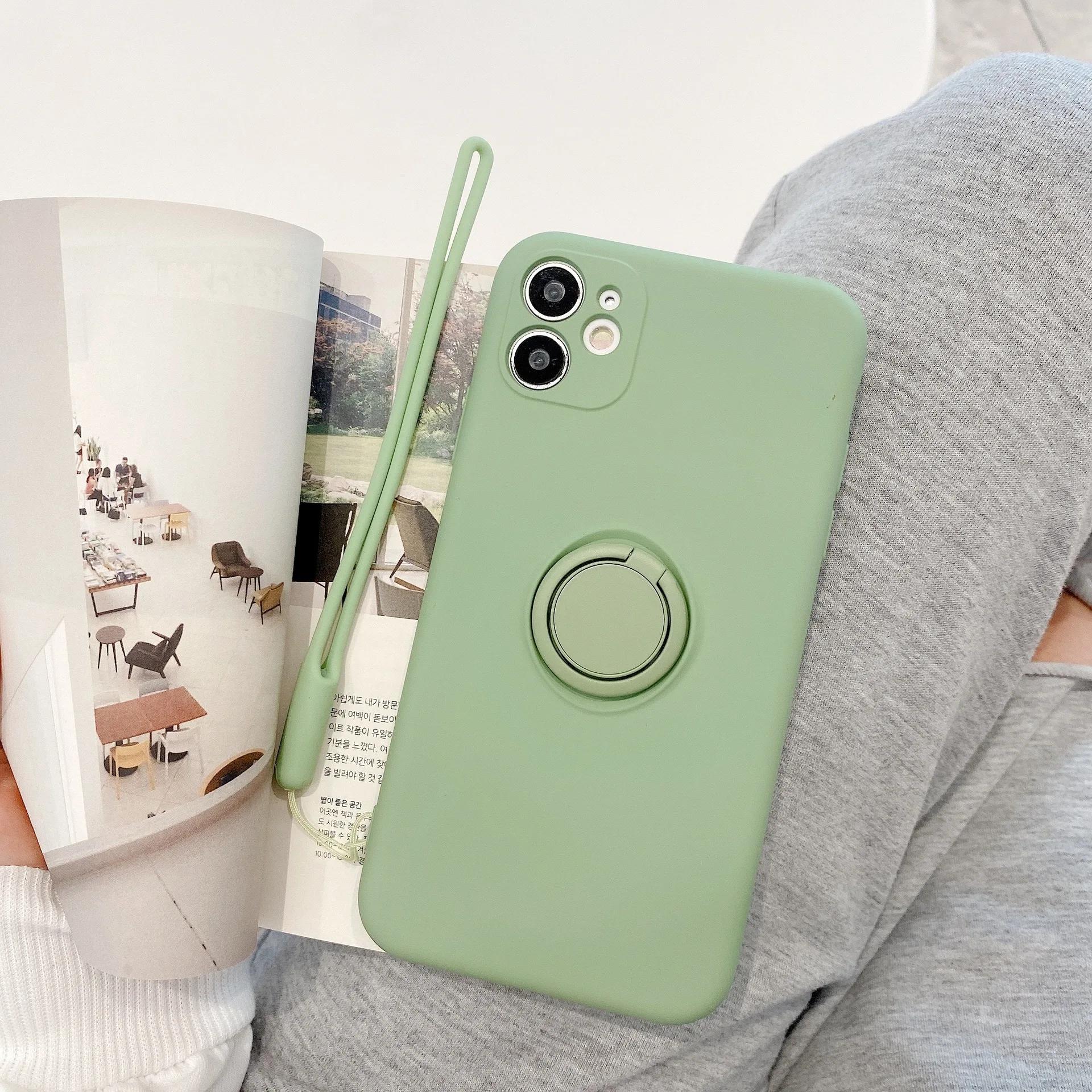 

Защитный мягкий силиконовый чехол для iPhone 15, 14, 13, 12, 11 Plus X XS XR 7 8 Pro Max, чехол с кольцевым держателем, магнитный чехол-конфетка Light Green светло-зеленый