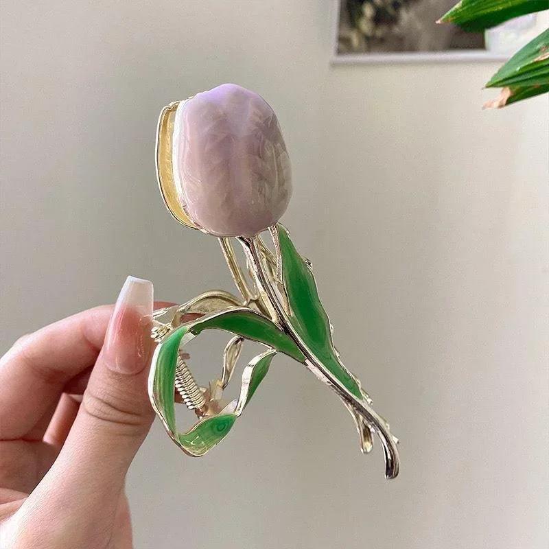 Elegant Fashionable Butterfly Rose Tulip Metal Clip Women Gentle Sexy Hair Clips Versatile Girls High-end Exquisite Shark Clips