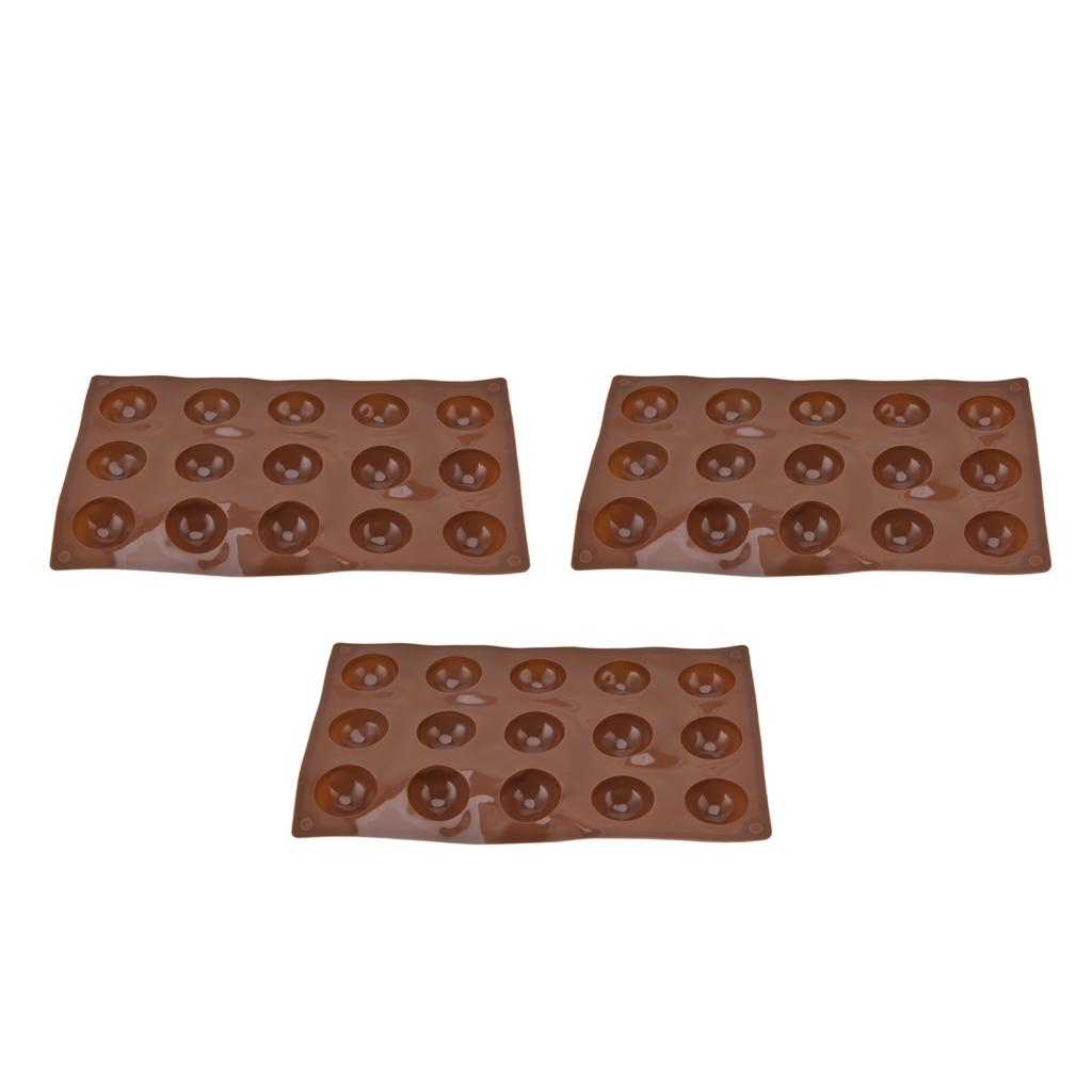3 Stück 15 Löcher Silikonform Schokoladenbombenform Halbkugel Backform für Kuchen Gelee Pudding