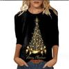 Pink Love Letter Lip Print T Shirt Crew Women's Autumn Winter Long Sleeved Black T-shirt Loose Comfortable