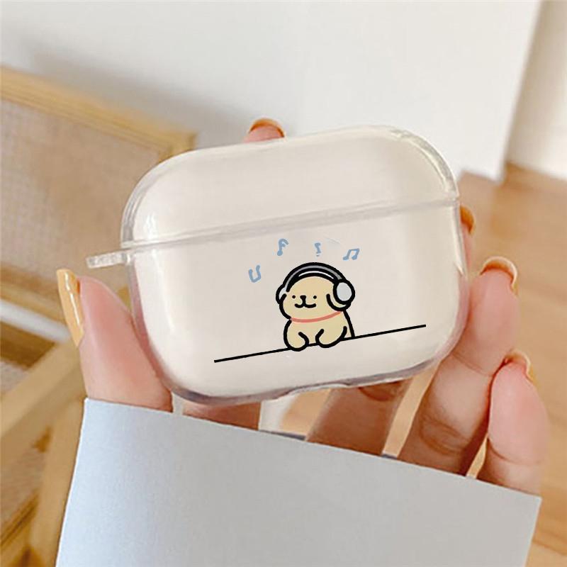 Earphone Case for AirPods 4 Pro3 Transparent Dog Puppy Cases for AirPods Pro2 3 4 1/2 Soft Silicone Protective Cover Box Cover
