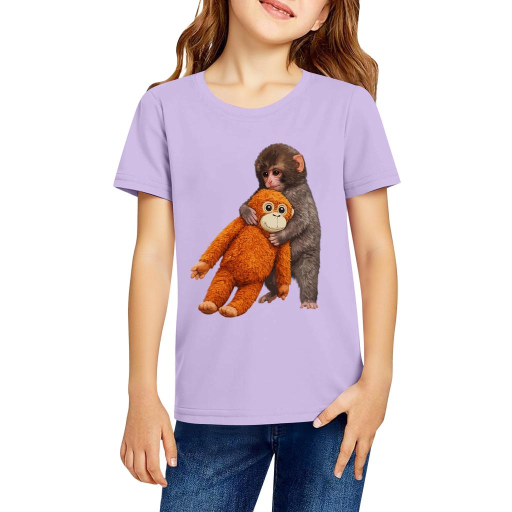 Fashionable Round Neck Short Sleeve Work Clothes Printed Tops For KID Summer Tops