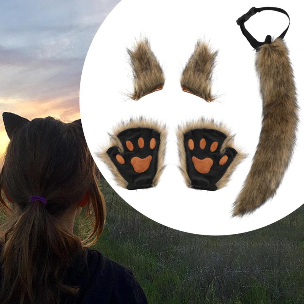 Zestaw kostiumów zwierzęcych z sztucznymi uszami i ogonem na imprezy tematyczne