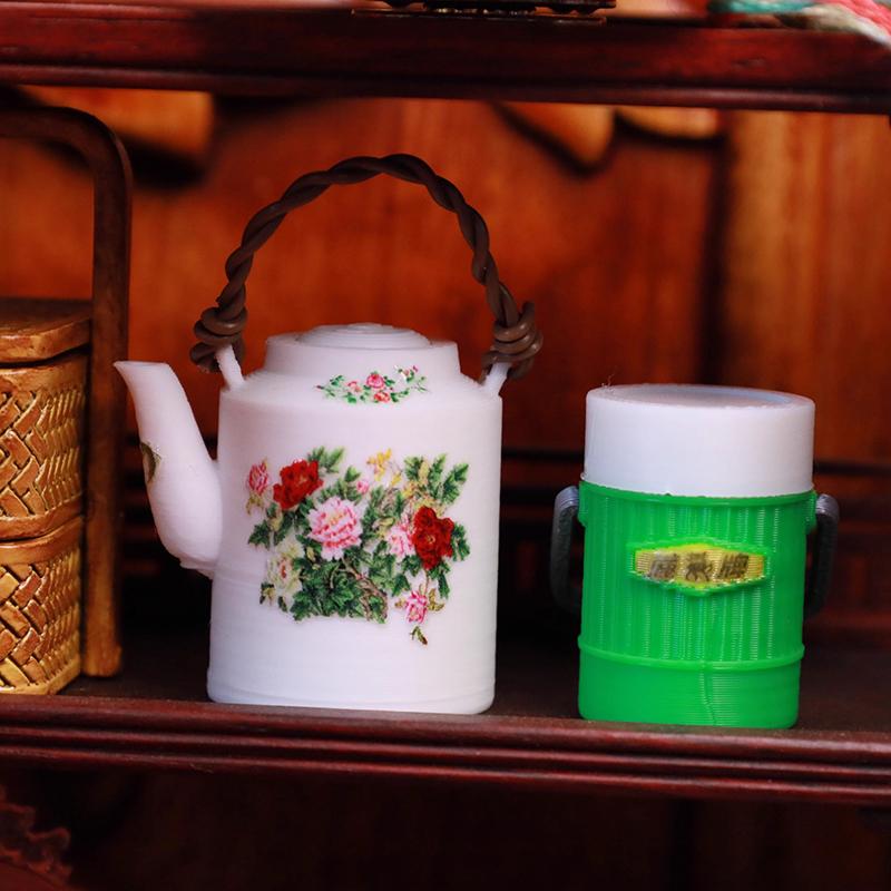 Miniature Dollhouse Chinese Nostalgic Scene Table Warm Kettle Miniature Food Toy Model Ornament For Doll Accessories