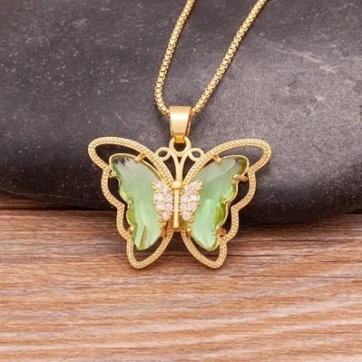 Nidin Top Quality Austrian Crystal Zircon 10 Colors Butterfly Pendant For Women Female Colorful Animal Necklace Jewelry Gifts
