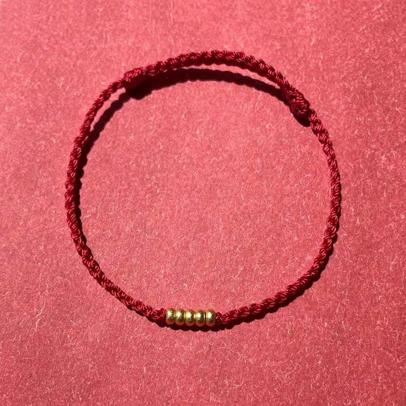 Five Gods of Wealth Little Red Rope Bad Luck Gold-Plated Bracelet Recurrent Fate Year Good Luck Rope Red Rope Fortune Anklet for Women Gift