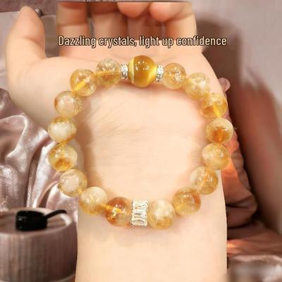 Citrine Starlight Chip Bracelet: Natural Yellow Tower Crystal, Wealth-Attracting Gift, Perfect for Besties and Christmas.