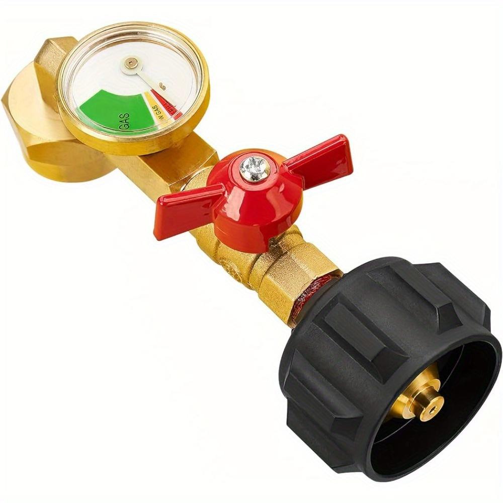 Easy-Fill Propane Refill Adapter with Valve & Gauge - Fits 20lb Tanks, Connects To 1lb Disposable Cylinders for BBQ & Outdoor Cooking