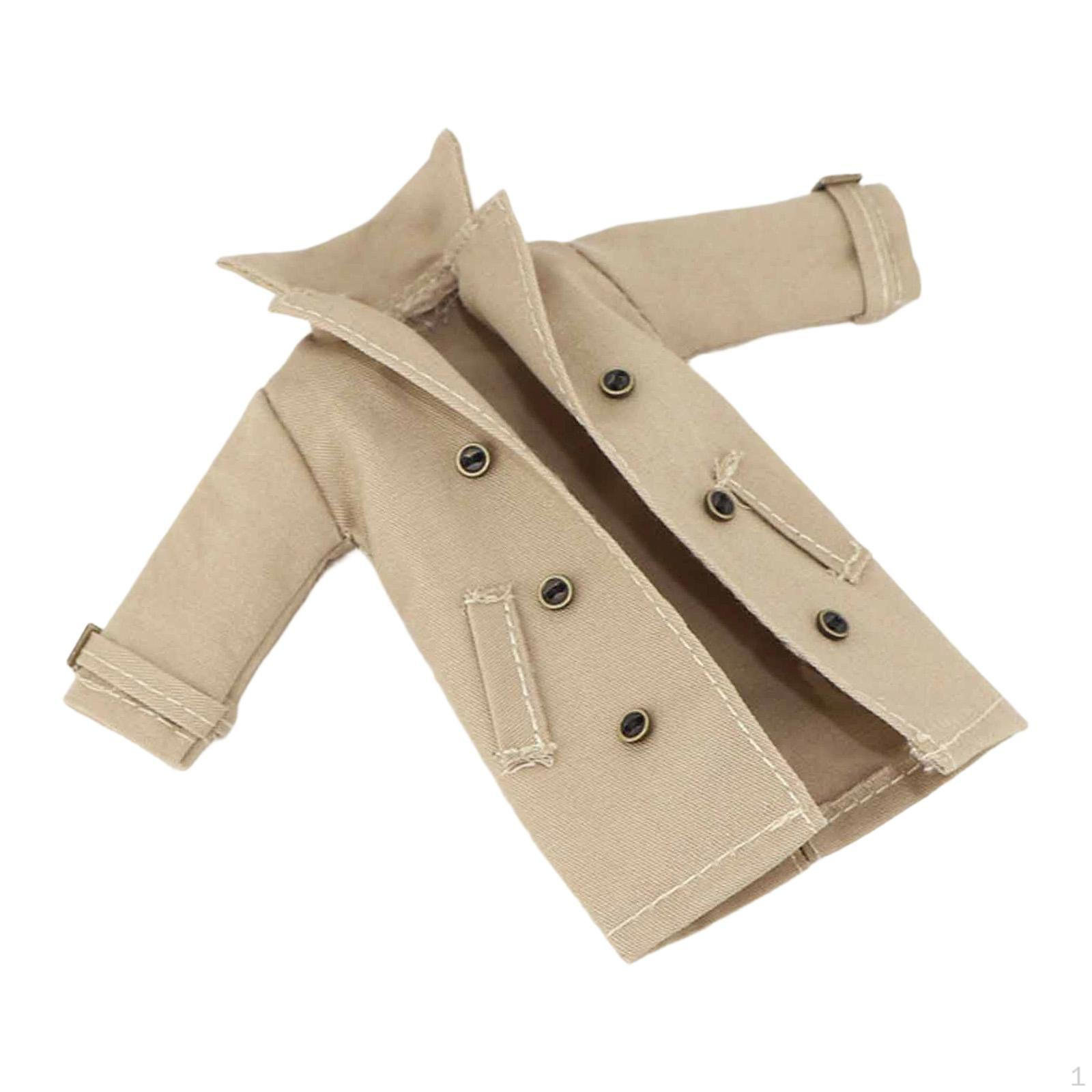 

1/12 Figure Clothes Trench Coat Kids Gifts Cloth Windbreaker Mini Doll Model Costume for 6 Male хакі