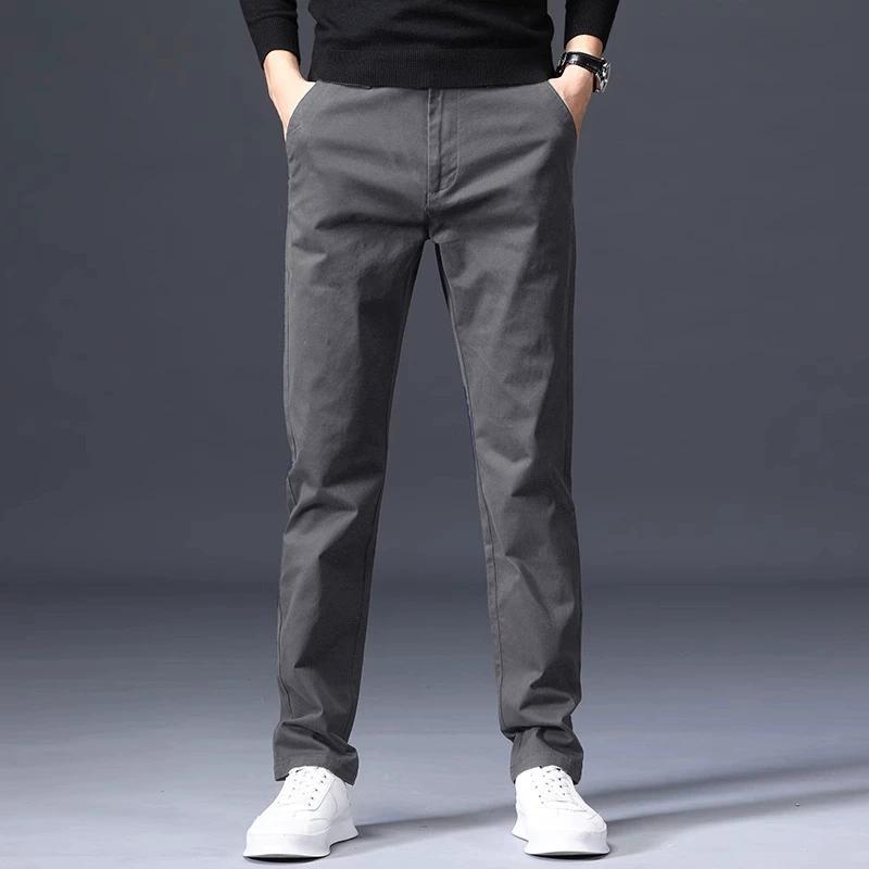 Casual Pants for Men, Loose Straight Leg Pants, Spring and Autumn Pure Cotton Versatile Elastic Sports Pants for Men