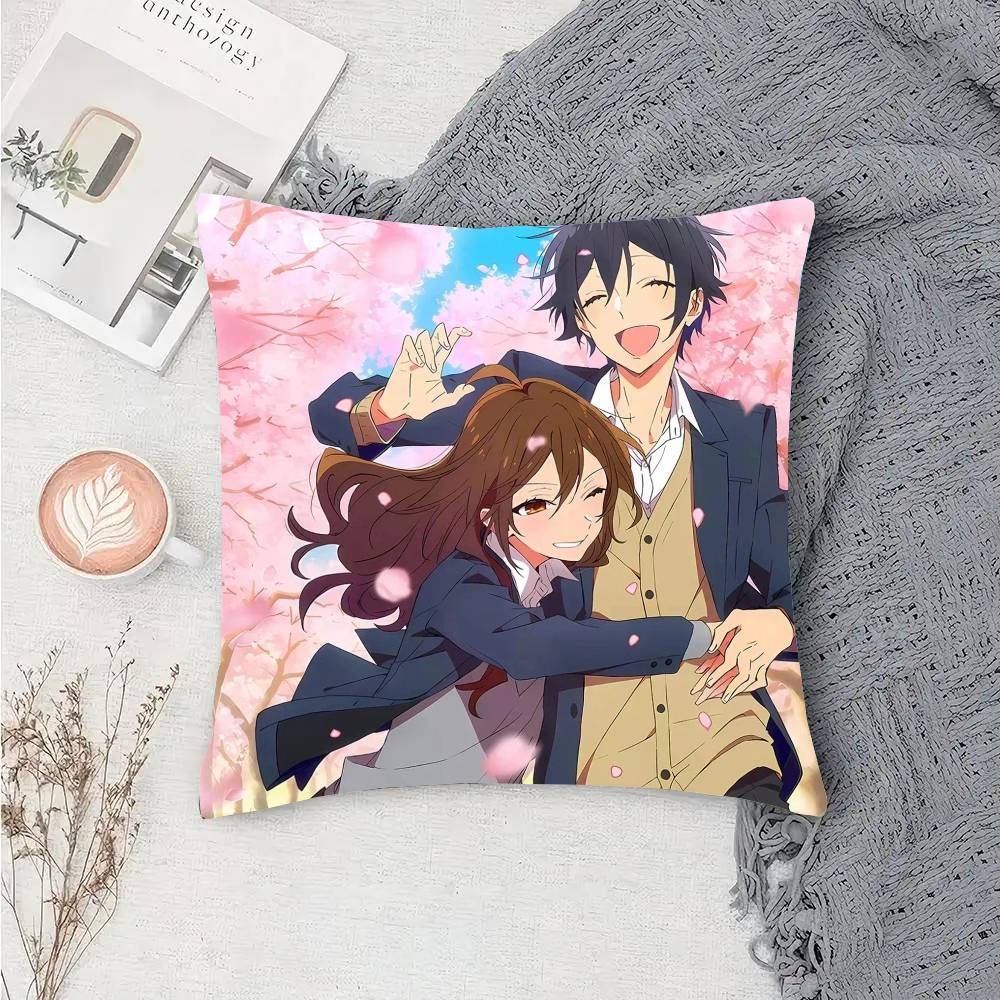 Japanese Classic Anime Horimiya Vintage Pillow Case Fashion Square Pillowcase Bedroom Sofa Room Ins Decoration Leisure