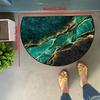 1Pcs Nordic Marble Texture Semi-Circular Carpet Emerald Green Gold Foil Non-Slip Decorative Mat 2D Print Aesthetic Rug for Front Door Porch