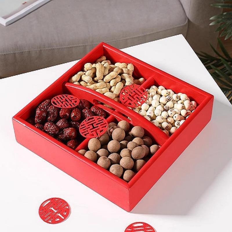 Wooden Multi-Compartment Tea Tray & Snack Plate