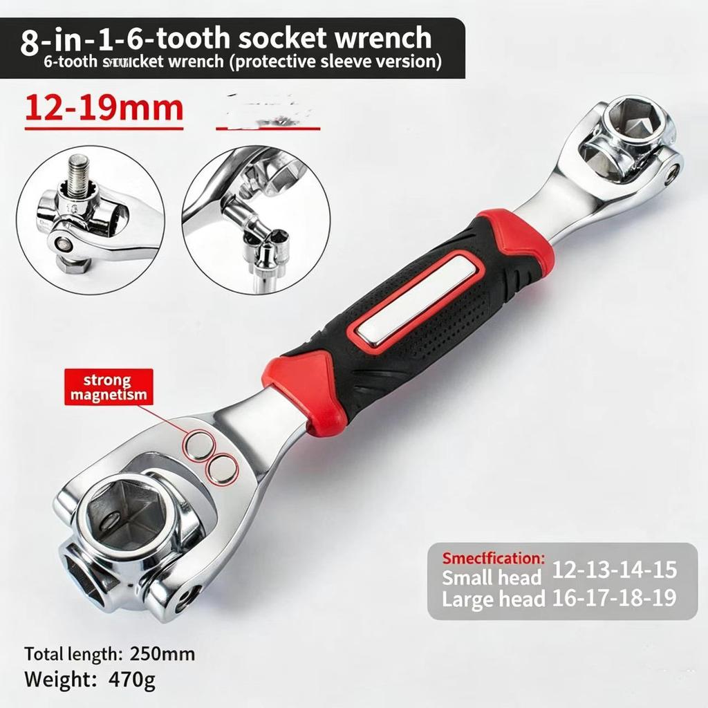 Original Multifunctional Wrench, Universal Rotating Head Wrench for Car Tire Disassembly and Maintenance