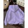 New Women's Casual Fashion Halloween Black Cat & Pumpkin Print Kangaroo Pocket Drawstring Hoodie