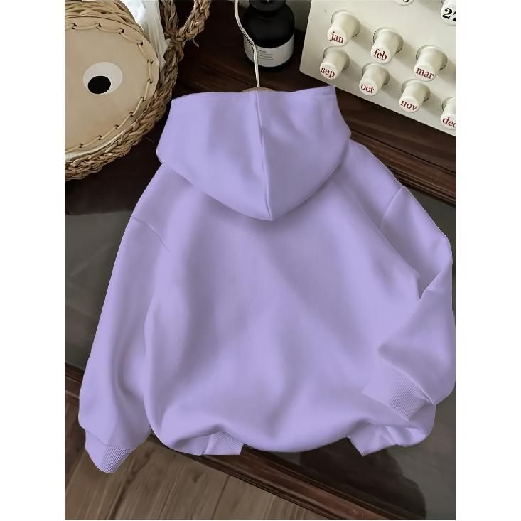 New Women's Casual Fashion Halloween Black Cat & Pumpkin Print Kangaroo Pocket Drawstring Hoodie