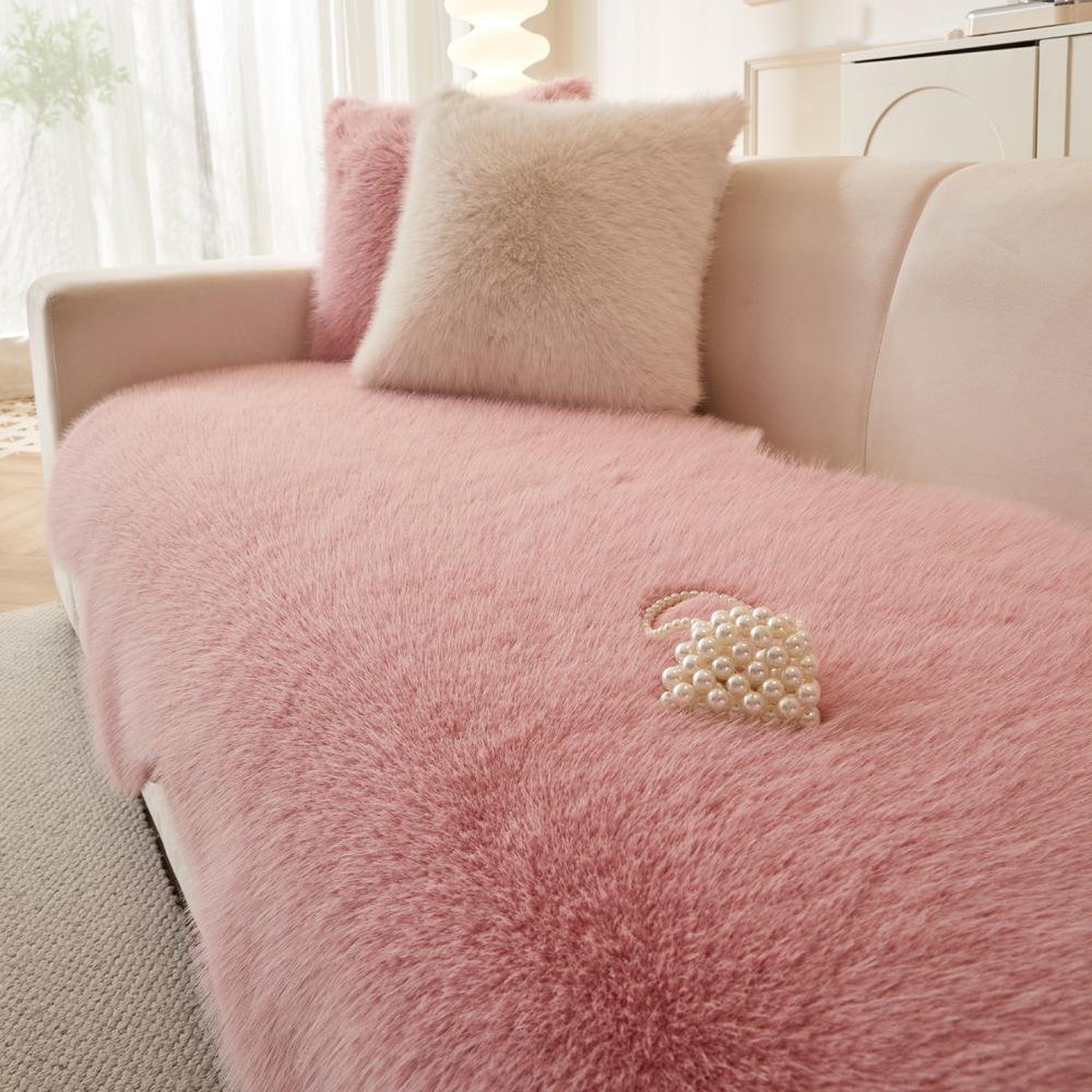 Mink Velvet Special-Shaped Sofa Cushion  Autumn And Winter New Solid Color Sofa Cover Cloth Towel Non-Slip Fixed Leather Sofa Cover