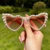 2025 Retro Heart-Shaped Pearl Cross Sunglasses for Men & Women - Stylish Party & Street Style