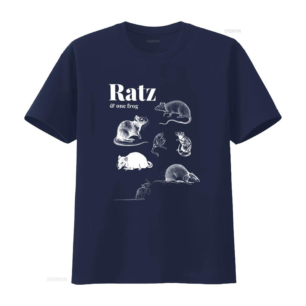 Garment Dyed T Shirt with Ratz One Frog Rat Pattern Print for Casual Fashion vintage Washed Soft designer clothes Stylish
