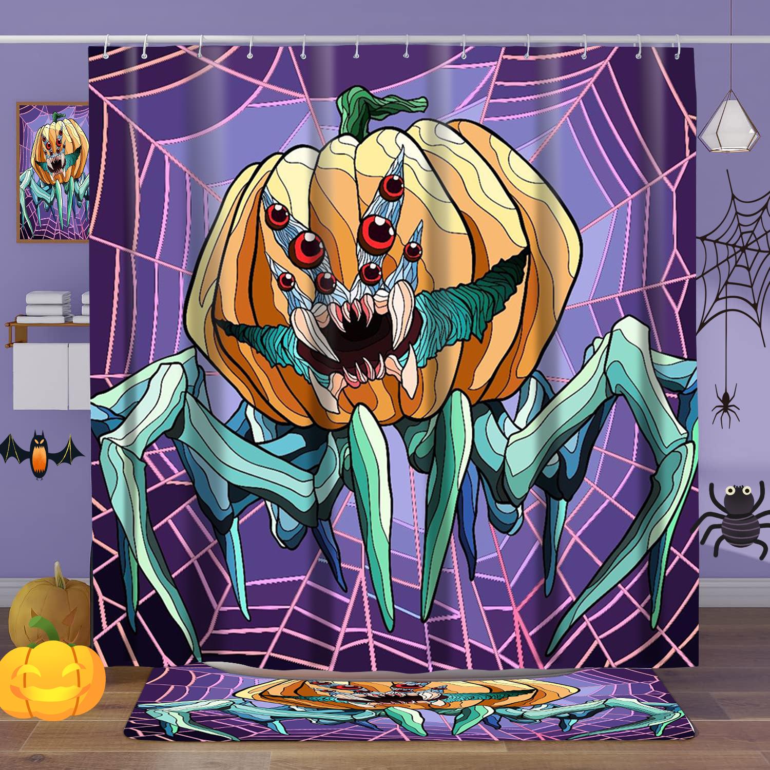 

Halloween magic props pattern Bathroom Shower Curtain With 12 Hooks bathroom decor and accessories 180x180cm curtain красный