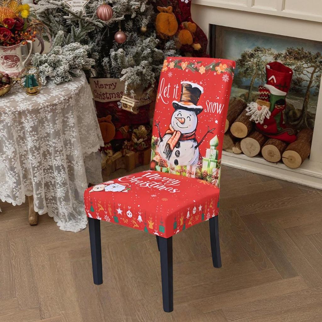 Christmas Chair Covers for Dining Room Kitchen Party Hotel Banquet Restaurant Office Stretch Seat Cover Housse De Chaise 1pc