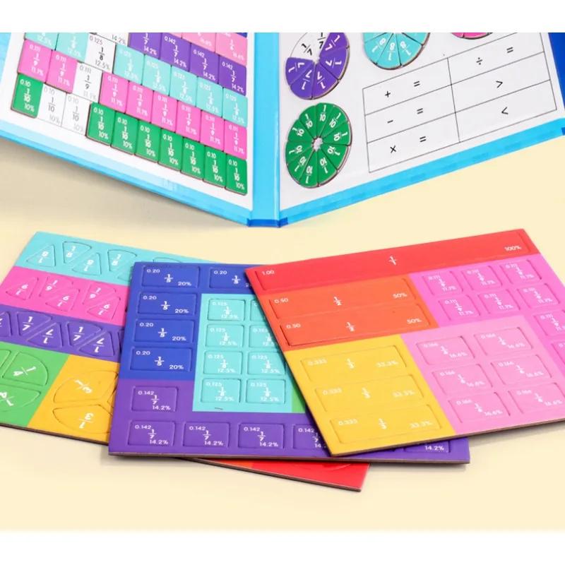 Juguete Matemático de Aprendizaje de Fracciones Montessori Ayudas Didácticas Magnéticas de Aritmética Libro de Madera Juguetes Educativos para Niños Regalo de Navidad