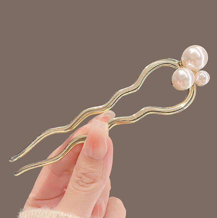 Elegant Pearl U-shaped Hairpin for Women - New Chinese Style Updo Accessory 2025
