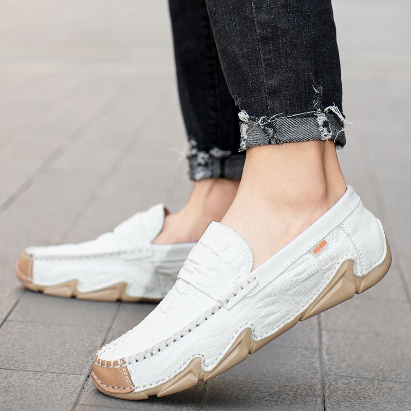 Fashion Men Loafers Soft Moccasins High Quality Spring Autumn Genuine Leather Shoes Men Warm Flats Driving Shoes
