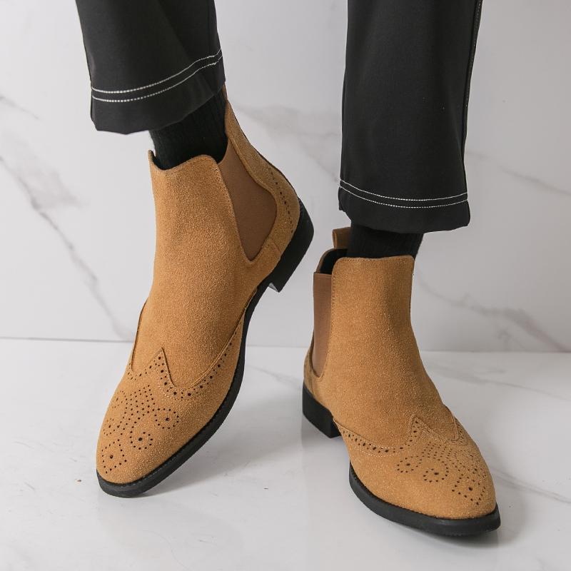 Designer New Men's Quality Pointed Suede Leather Casual Chelsea Ankle Boot Male Winter High Tops Oxford Shoes Zapatos Hombre