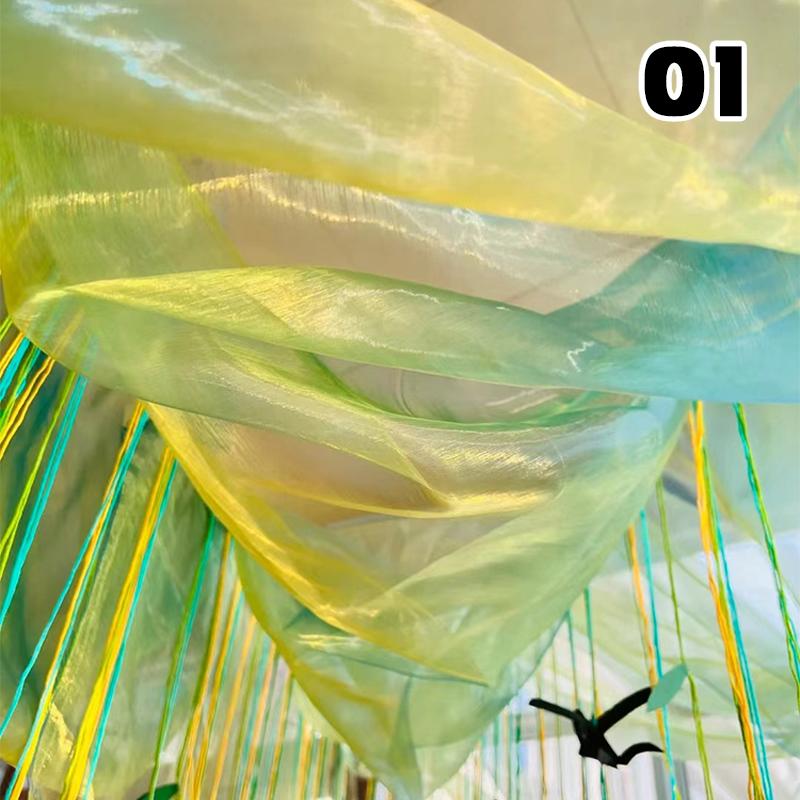 Przezroczysty Laserowy Tiul Tkanina Szycie Siatka Materiał Kolorowa Organza Szklana Fluorescencyjna Przędza Jedwabny Szyfon Materiał na Odzież Sceniczną