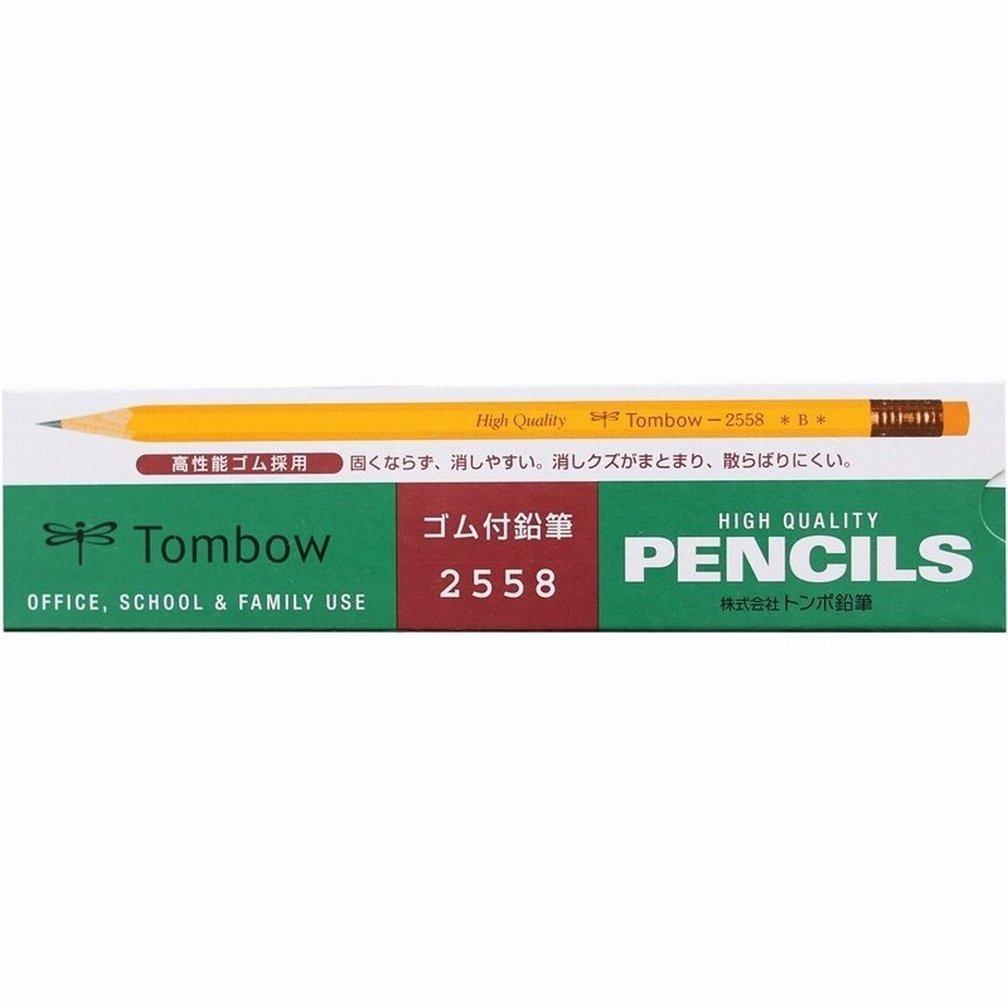 Карандаш Tombow B 2558 Ластик 1 дюжина карандашей, (2558-B) чёрный