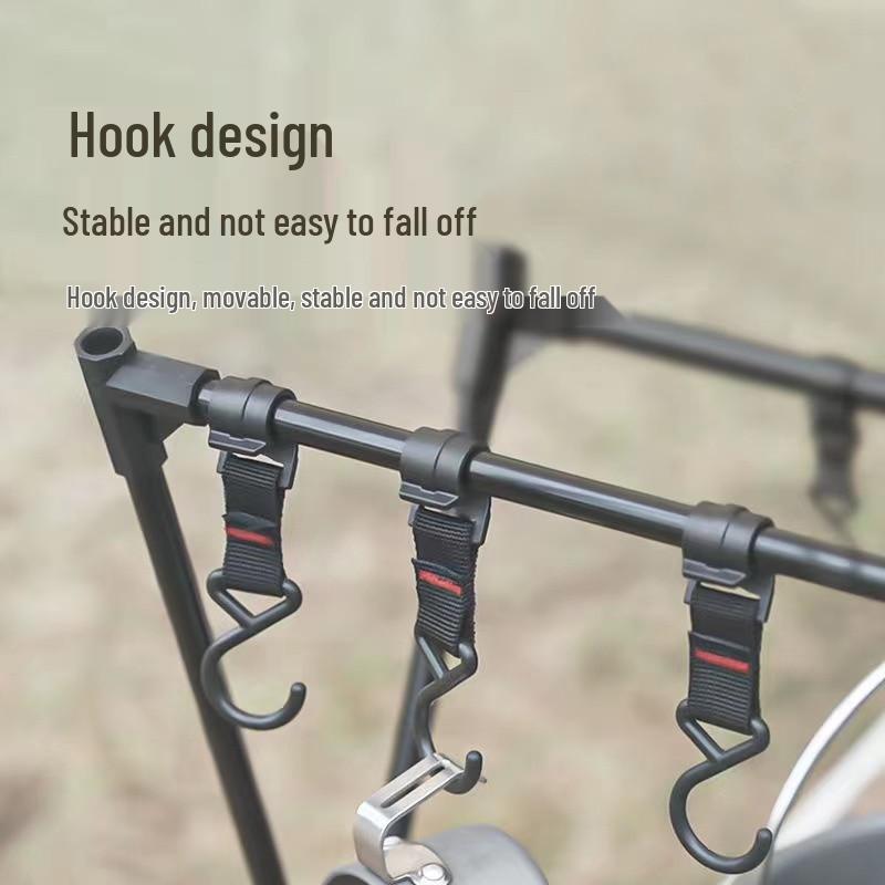 Portable Double-Layer Foldable Storage Rack with Mesh Bag for Outdoor Camping, Self-Driving Tours, Home Use, and Picnics.