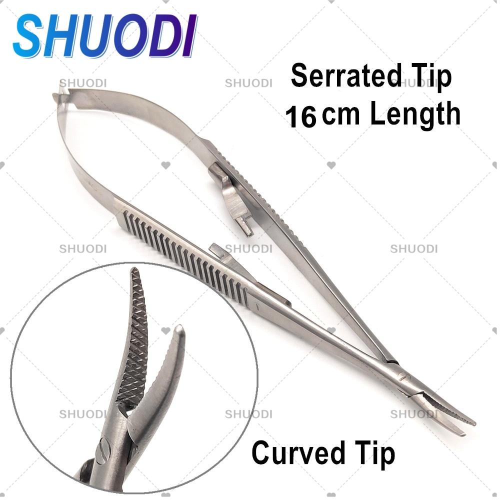 

Стоматологический ортодонтический хирургический лигатурный пинцет, держатель иглы Castroviejo, тонкая ручка с клювом и замком, инструменты для стоматолога 1 piece 16cm G