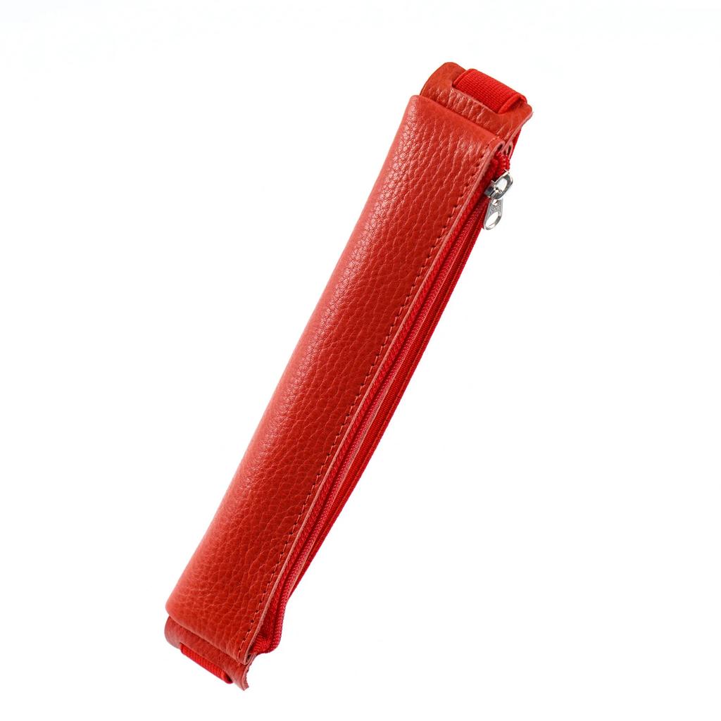 Natural Cowhide Zipper Pencil Pen Case Vintage Retro Pen Pouch Vegetable Tanned Leather Pencil Bag for School Stationery Supply