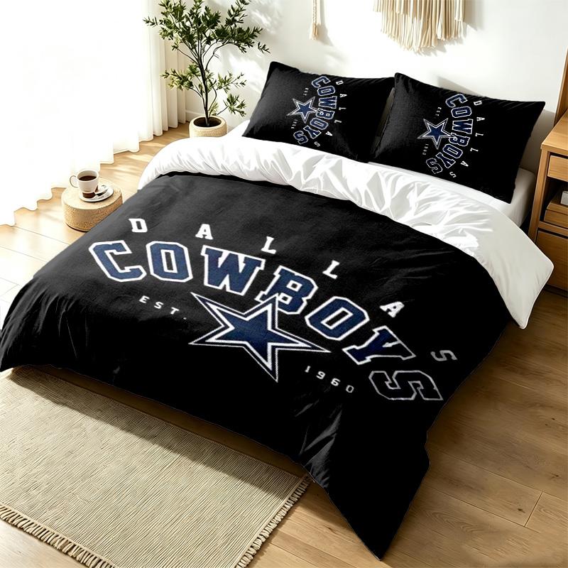 Dallas Cowboys 3pc Duvet Cover Set Simple Modern Bedding Set Wrinkle Resistant Soft Fabric All Season Use a perfect gift